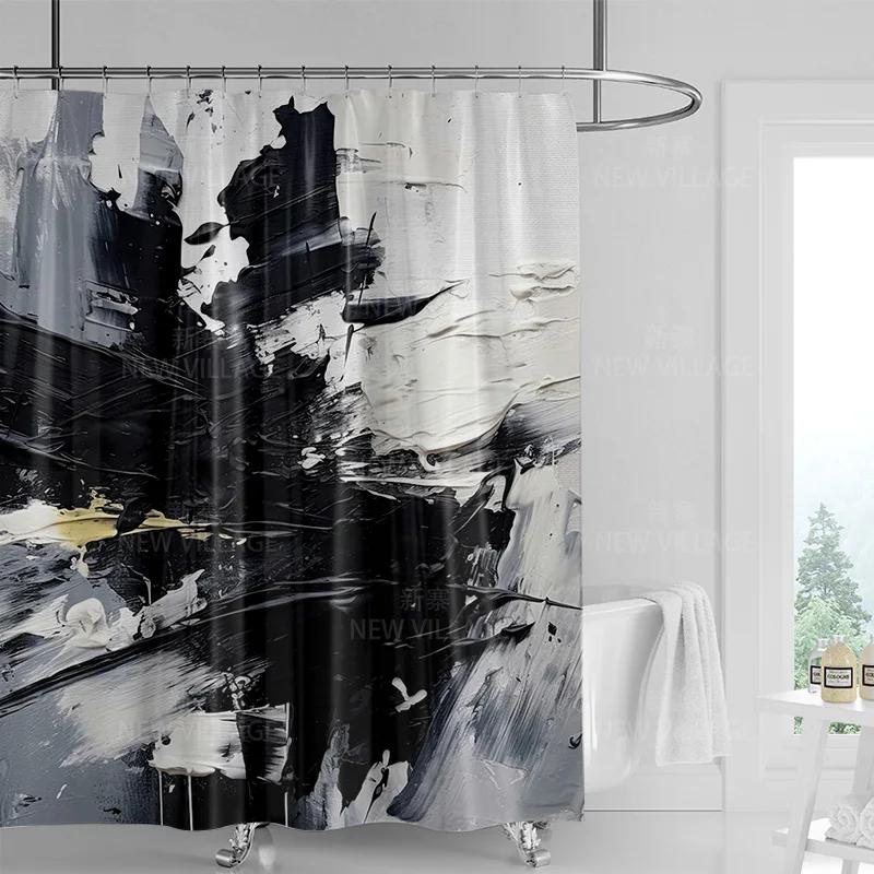 Abstract Graffiti Shower Curtain Machine Washable Fade-proof Nordic Family Bathroom Decorative Shower Curtain 180x200