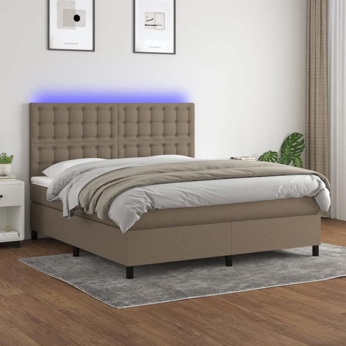 VidaXL Sommier à Lattes de Lit avec Matelas et LED, Lit Rembourré, Lit Double, Lit Adulte de Chambre à Coucher Intérieur, 3135217