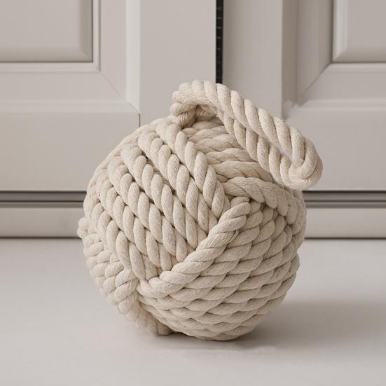 Weighted Door Stopper Heavy Sand Filled Door Stop with Handle Home Office Indoor Decorative Handmade Cotton Rope Ball Floor Doorstop