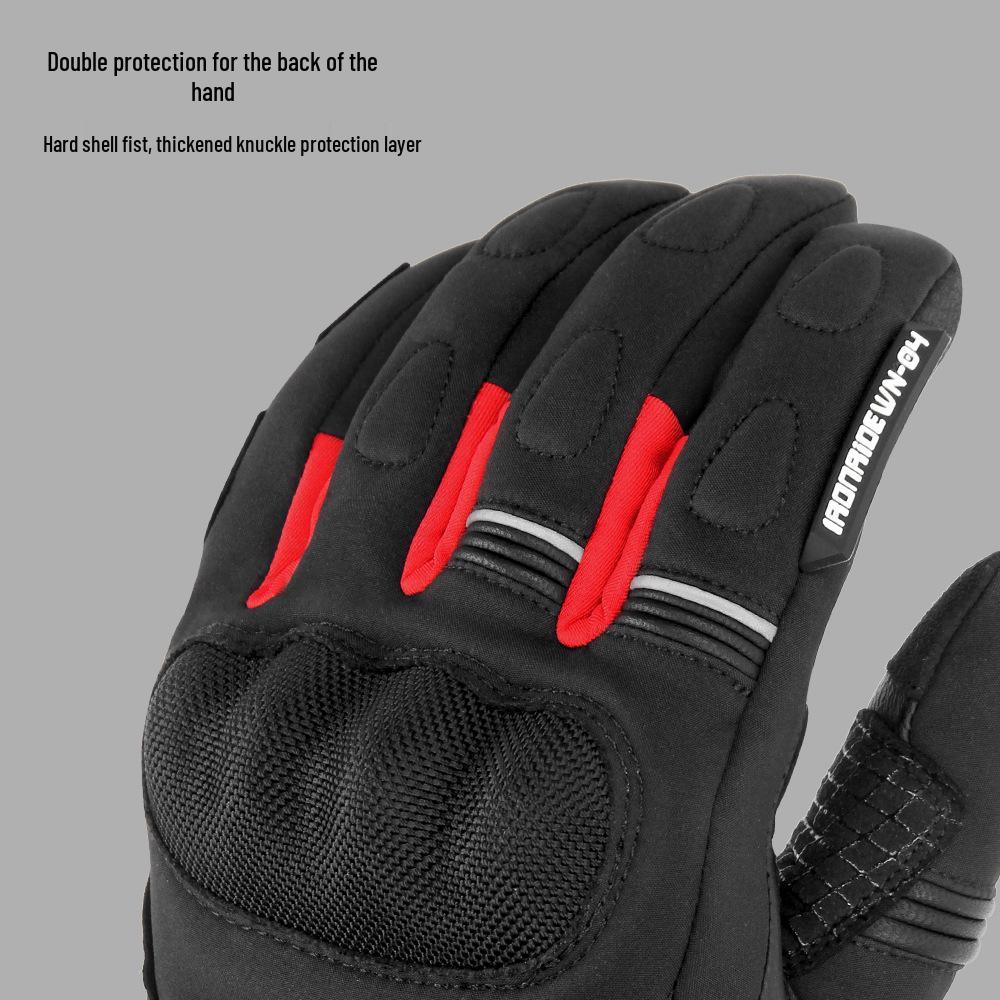 IRONRIDE Plus Velvet Anti-Fall Motorcycle Riding Gloves - Non-Slip, Warm, Off-Road Autumn/Winter Gear.