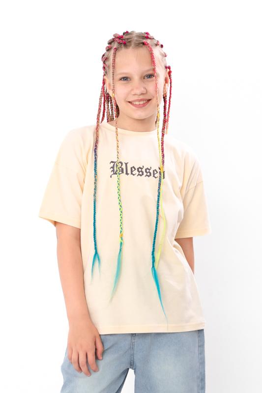 

Підліткова футболка для дівчаток – Бавовна та лайкра, Модні кольори, 140–170 см, Літо, 6414-036-22-2 HC 140 екрю