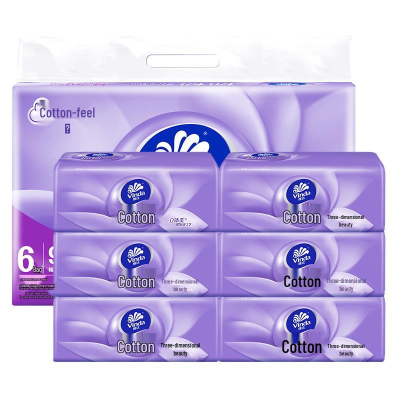Vinda 3D Embossed Cotton-Fiber Facial Tissues - 24 Affordable Packs