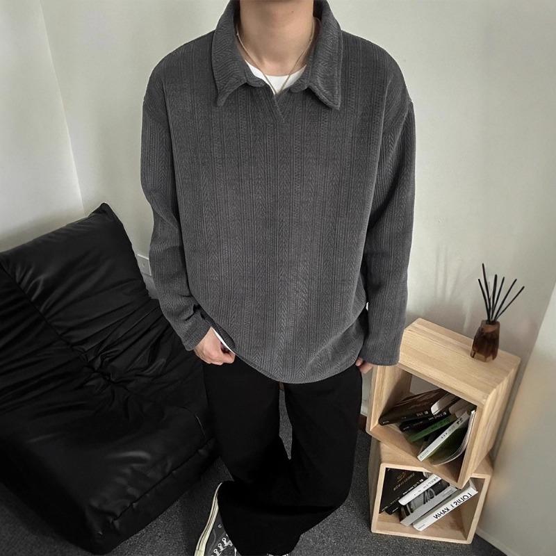 Men S Loose Solid Color Pullover Long Sleeve Sweatshirt