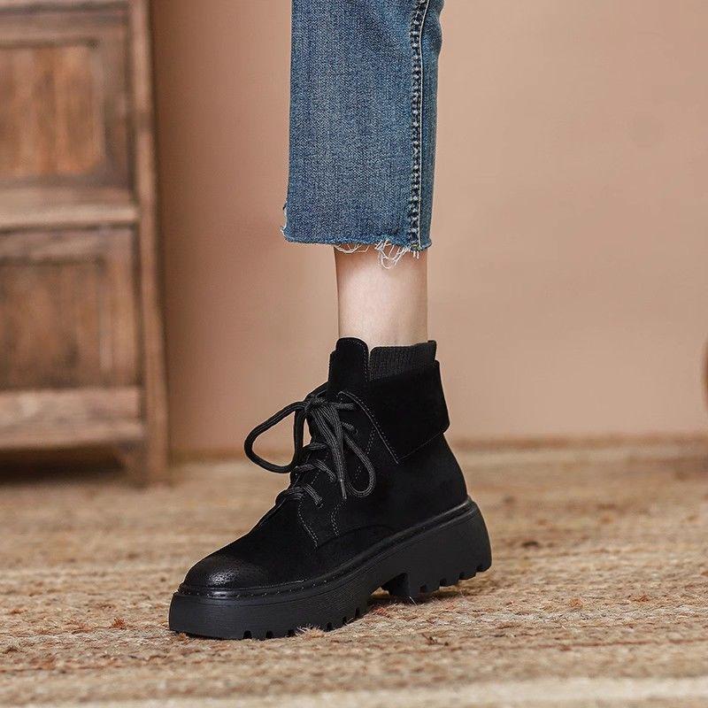 Retro brown Martin boots women's 2025 new spring and autumn British style platform short boots popular matte leather tooling boots
