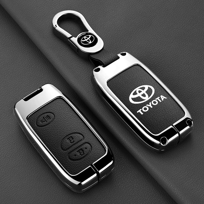GQUL6 For Toyota Prius 30 Alpha Aqua Land Cruiser Auris 3 Button New Fashion Leather Zinc Alloy Car Key Case Keychain Ring Accessories