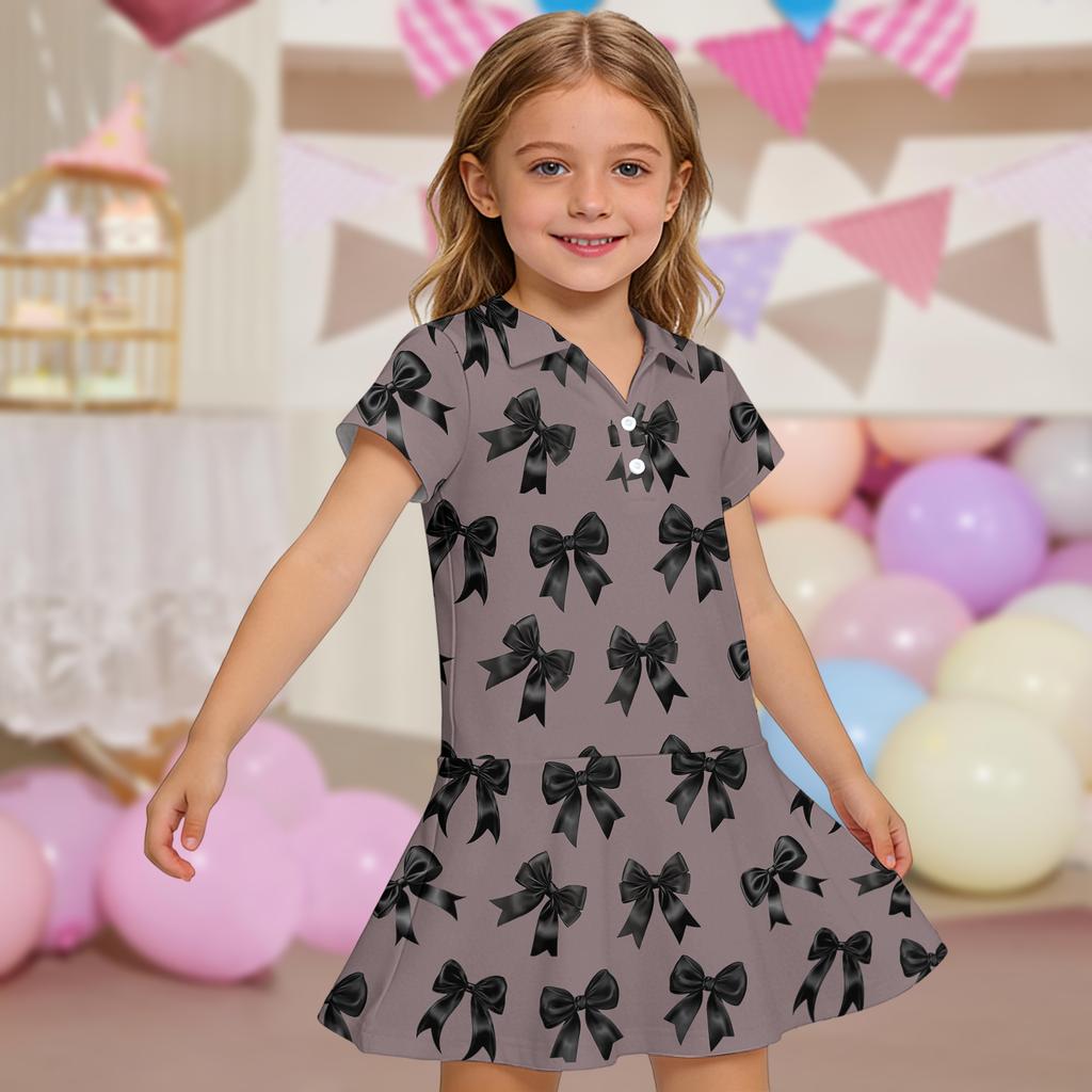 Kids' Dress - Short Sleeve Pocket Color Frock Kids' Collared Dress - Short Sleeve Pocket Frock