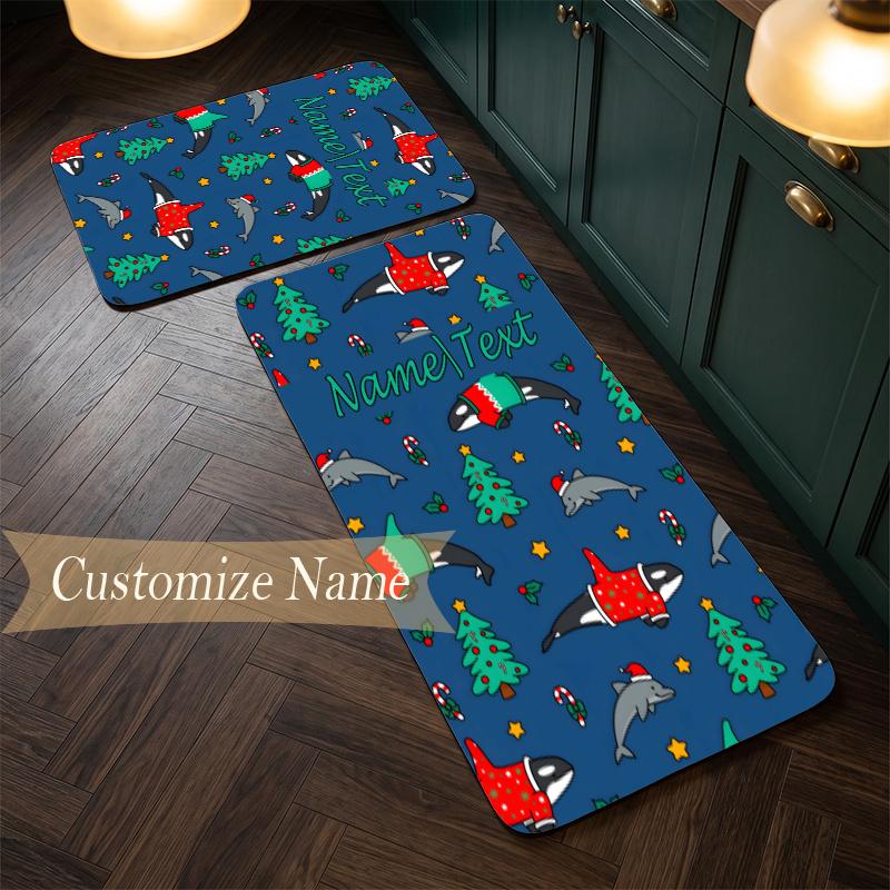 Christmas atmosphere (19) Customize Name Flannel Kitchen Mat Soft Non-Slip Kitchen Floor Runner Rug for Home Kitchen Decor