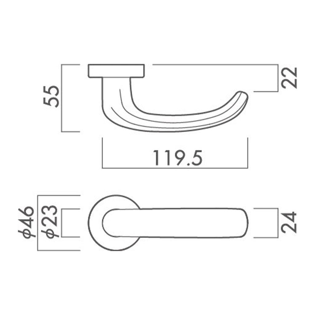 Kawaguchi Giken Lever Handle (Handle Only), Satin Gold, H-43-SG, Compatible with Door Thicknesses (28-40mm)