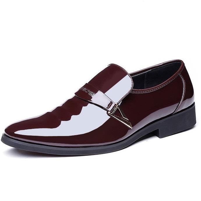 Jianda 2268 Glänzende spitze Herrenschuhe aus formellem Leder zum Hineinschlüpfen für Business oder Hochzeit