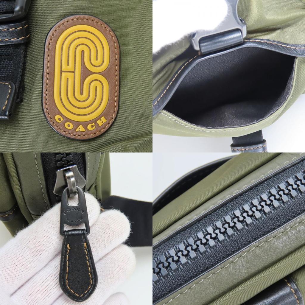 Used COACH Shoulder Bag Max Crossbody C9836 Nylon/leather khaki black