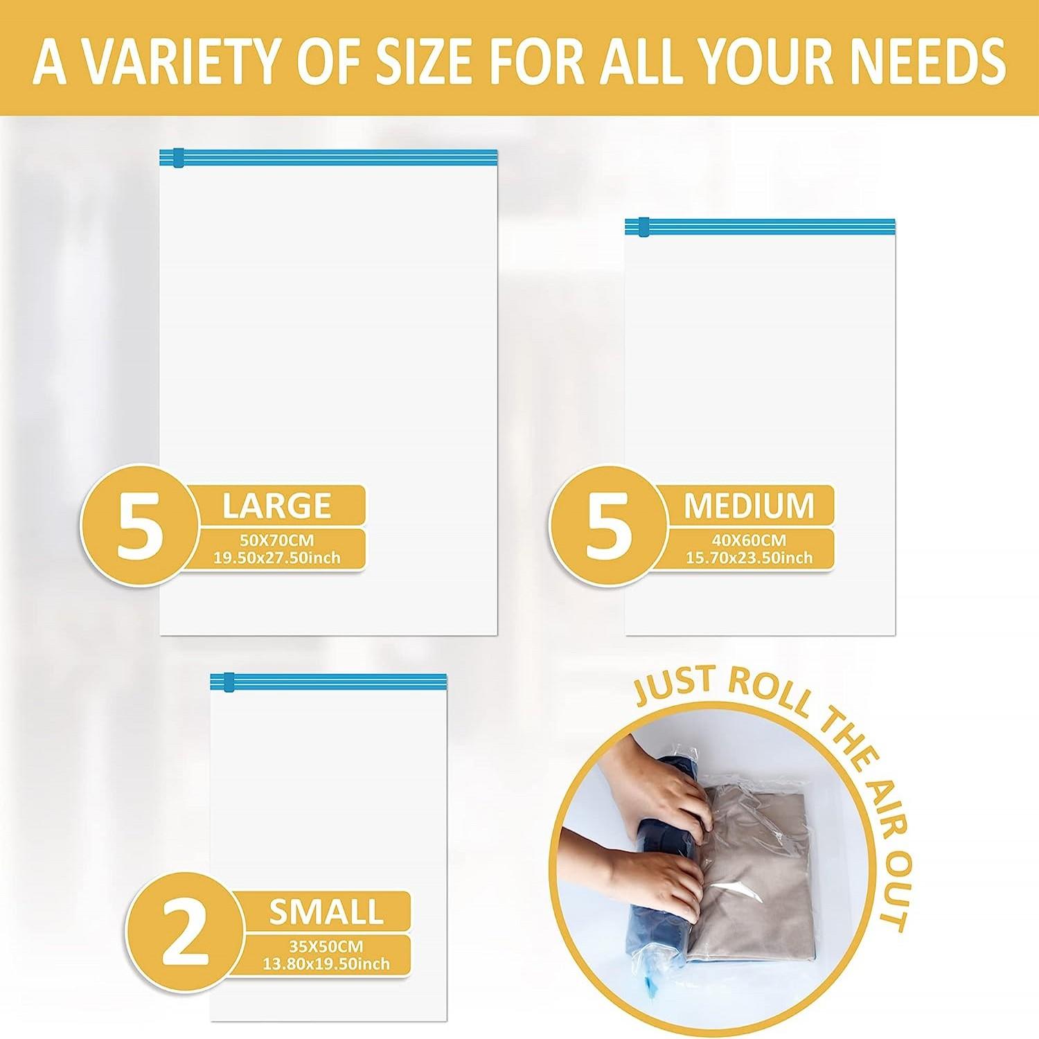 20 Multiple Sizes Vacuum Storage Bags Hand Roll Durable Space Saver Bags For Clothes Clothing Travel Moving Must Have Organizer 4709₽