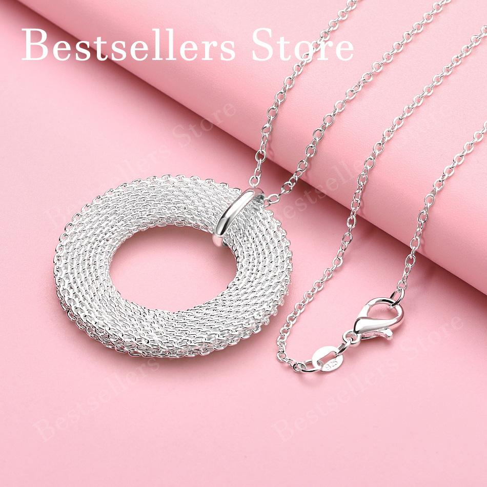 925 sterling silver 16-30 inch exquisite round woven pendant necklace, women's jewelry party gift, fashionable wedding