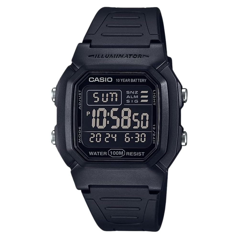 Casio Men s Quartz Watch W-800H-1BVCF Black Resin Strap Water Resistant 17mm
