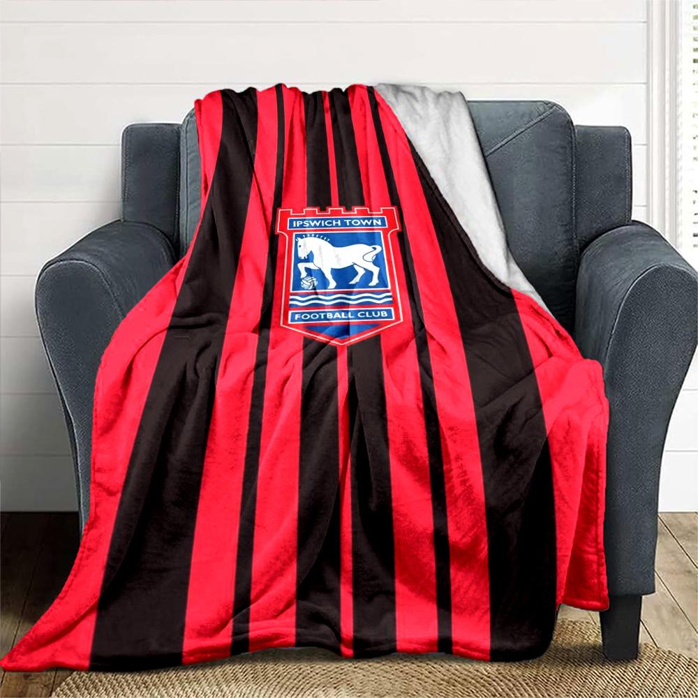 Ipswich Town FC Print Flannel Blanket High Quality Warm Comfortable Cover for All Seasons Perfect for Gifts Home Decor