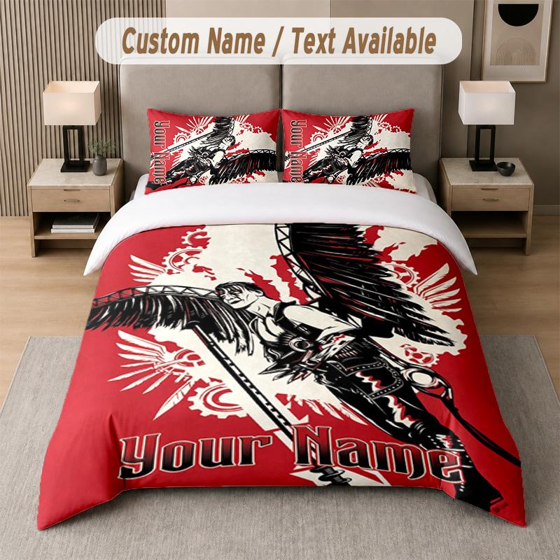 Rammstein 3Pcs Bedding Set, Personalized Custom Name Text, 1 Duvet Cover & 2 Pillowcases For Bedroom