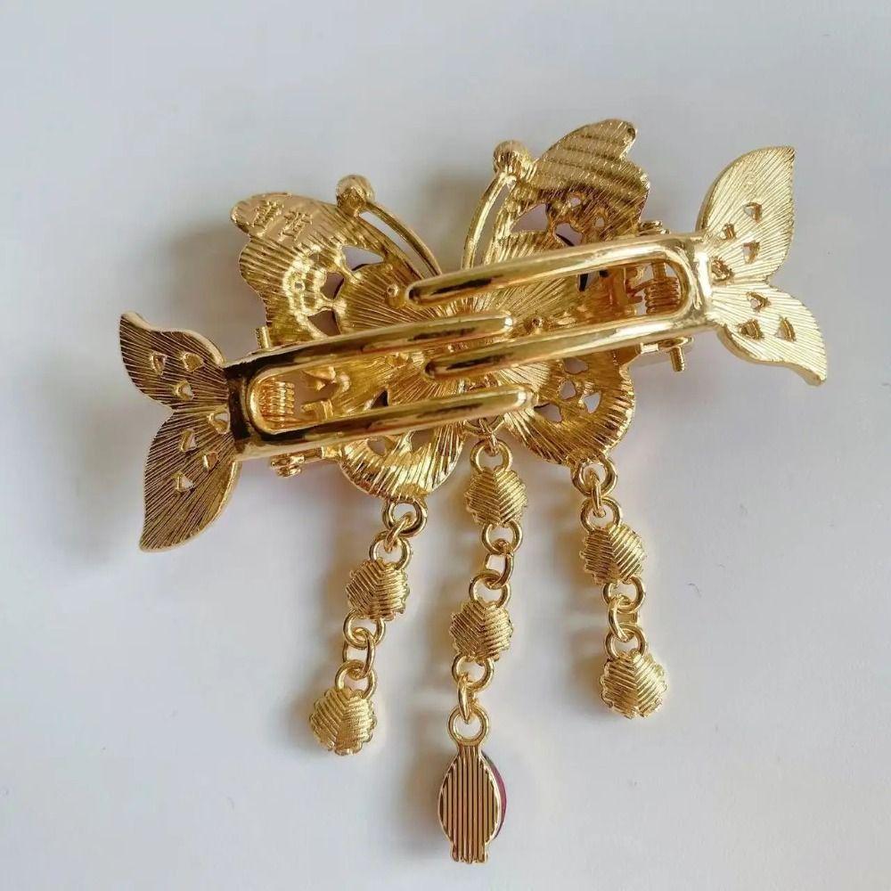 Ethnic Style Rhinestone Butterfly Hairpin Elegant Design Zircon Butterfly Hairpin  Hair Jewelry