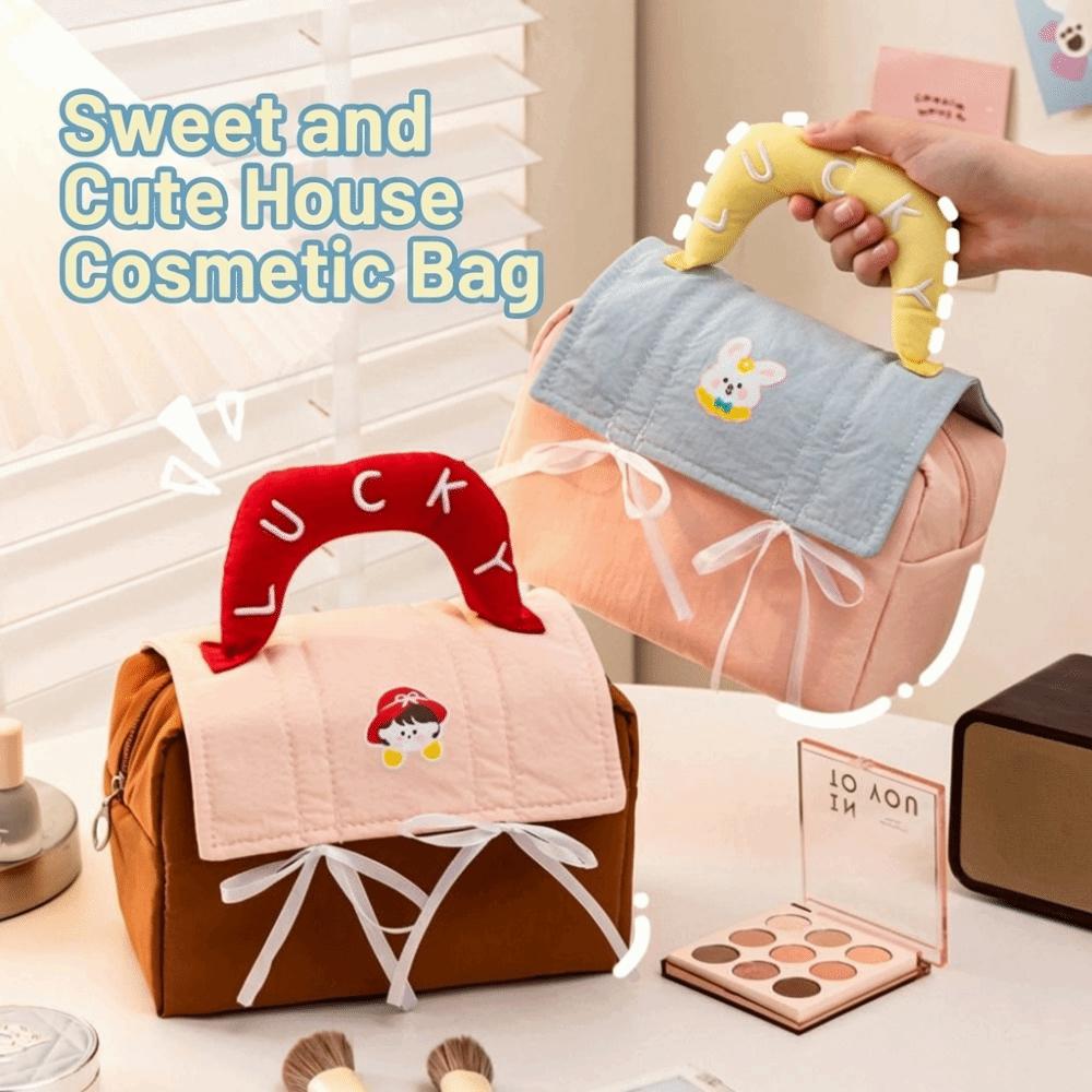 Multi-functional Large Capacity Makeup Bag Waterproof Zipper-style Toiletry Bag House Shape Cosmetic Bag Women Girls