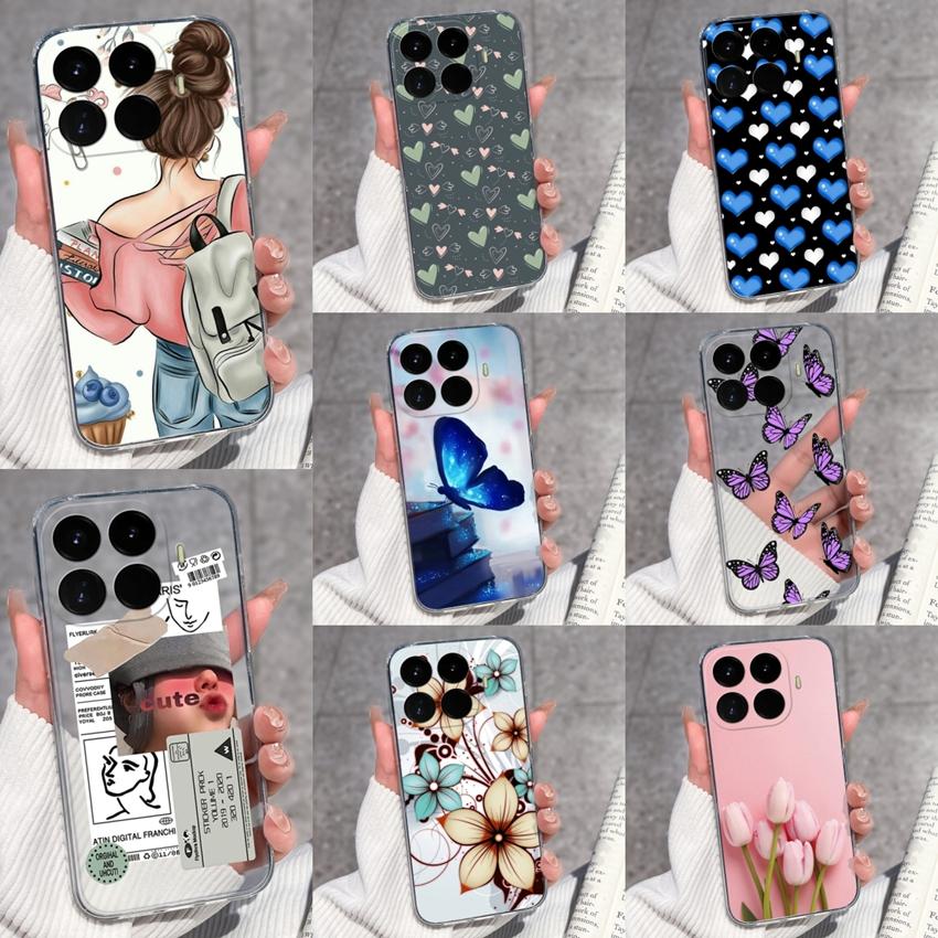 Cases For Redmi 17 17C / Xiaomi 17T Pro / 17 Pro Max 17 Ultra 17 Max Cute Girl Label Pattern Phone Covers Transparent TPU Ultrathin Lightweight Bumper