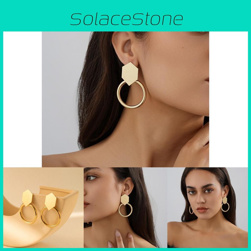 Elegant Alloy Geometric Hollow Out Earrings Fashion Street Style For Women