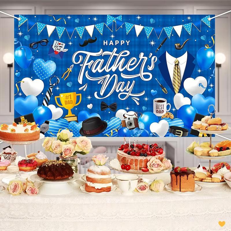 Happy Father's Day Tapestry, Blue Dad Themed Background Cloth, Party Decor