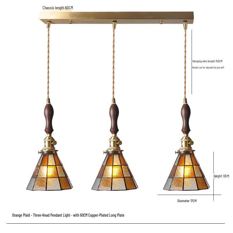 Vintage Japanese Pastoral Brass and Glass Pendant Light for Bedroom or Bar