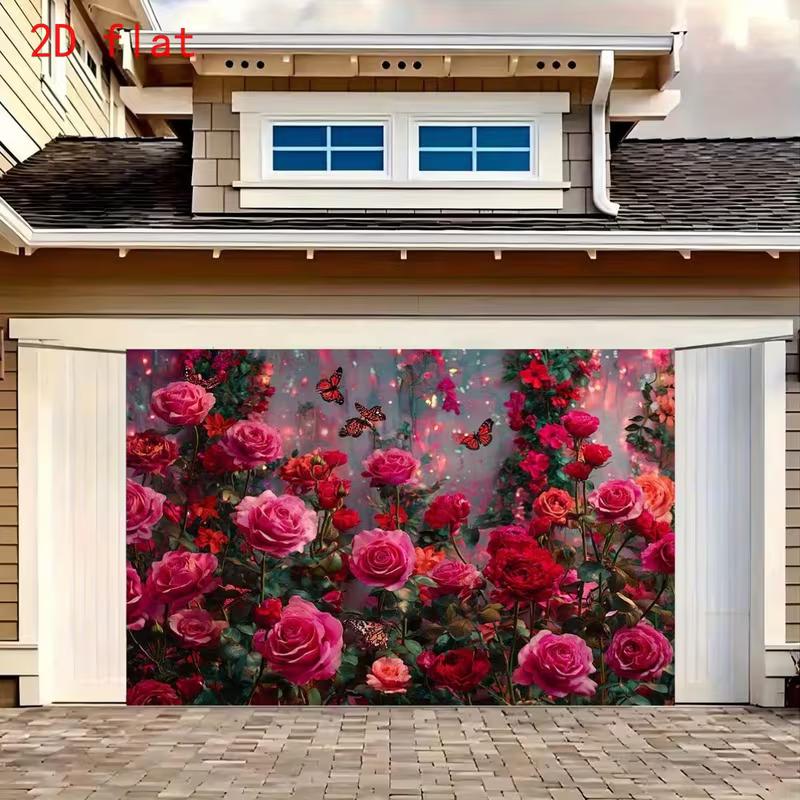 2D Magical Glowing Roses with Butterflies Backdrop