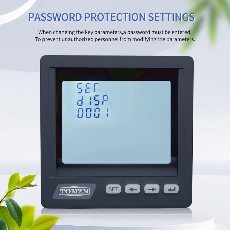 TOMZN 3 Phase 4 Wire System Multi-functional Meter Phase Voltage Line Voltage Current Active/Reactive Power PF RS485 Password
