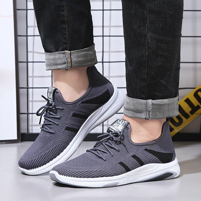 Men's shoes fly-woven elderly walking shoes platform-soled breathable men's sports and leisure shoes flat shoes
