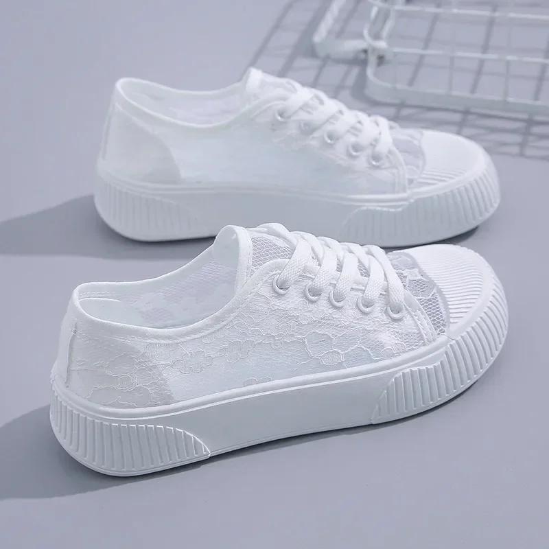 Summer Women Lace Casual Shoes Woman Breathable Mesh Sneakers Flats Platform Floral Loafers Comfort Shallow Walking Shoes 35-40