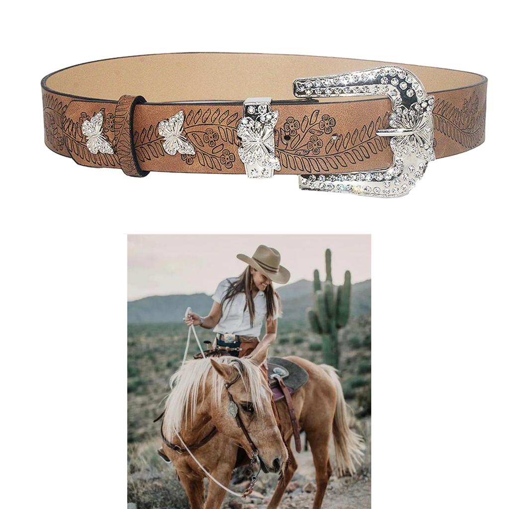 Womens Leathers Belts for Jeans Dresses Fashion Rhinestones Buckle Ladies Belt Jeans Belt Students Waistband