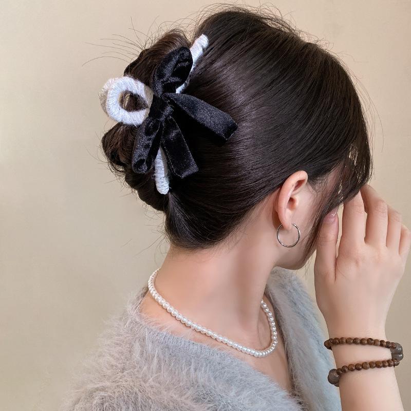 Винтажная вязаная заколка-бант женская осенне-зимняя зажим- коготь зажим-акула заколка для волос головной убор