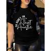Women's "Oh Dear I'm That Auntie" Slogan Tee Bright Pink Crew Neck Heart Print Casual Humorous Aunt Gift Top