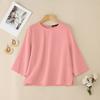 ZANZEA Women Casual Round Neck Solid Color 3/4 Sleeve Loose Blouse