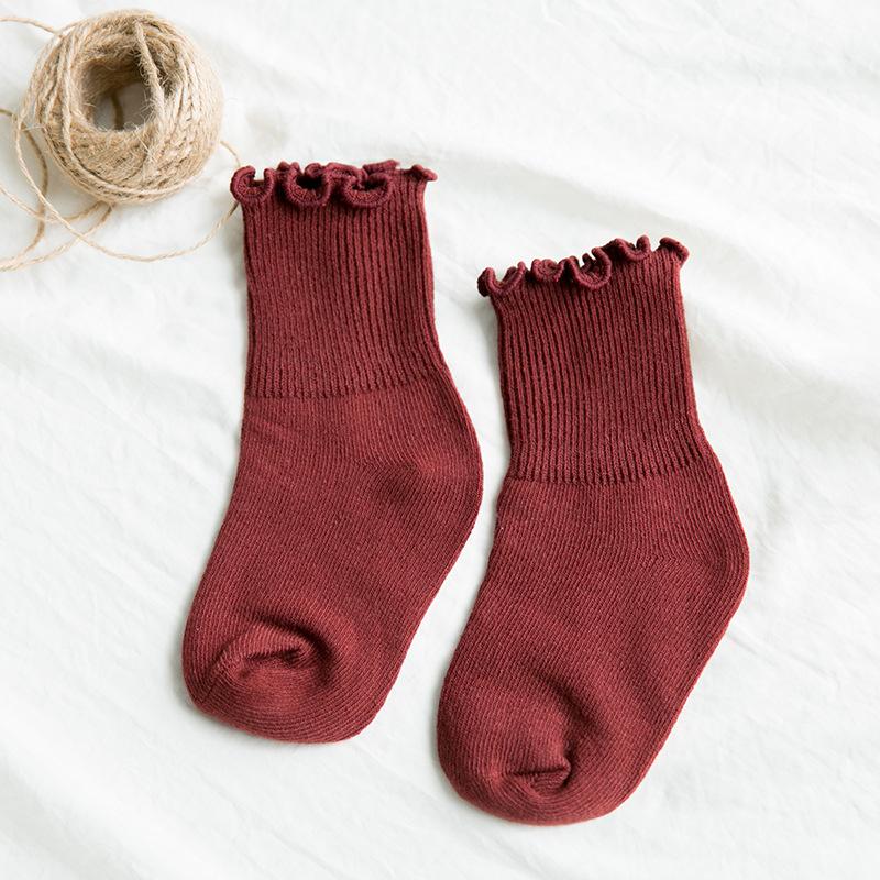 

Осенние однотонные белые мягкие хлопковые носки для маленьких девочек и мальчиков, детские чулки принцессы с рюшами для новорожденных от 1 до 10 лет M