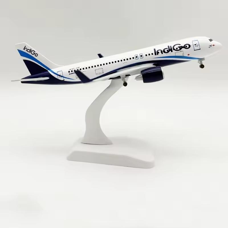 19CM Airplane Scale A320 Indigo Airlines Plane Model Metal Alloy Passeng W Landing Gears Replica Collected Gift