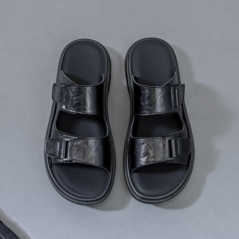 

Тапочки мужские летние повседневные односложные мужские нескользящие износостойкие спортивные пляжные сандалии дышащие 602-K 38 чёрный