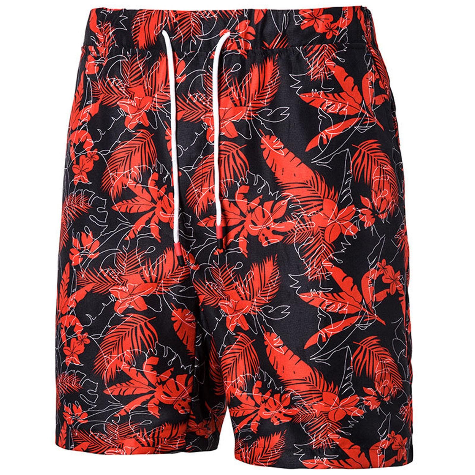 

Men s Hawaiian Fashion Holiday Loose Casual Leaves Beach Shorts L червоний