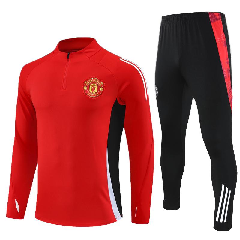 Adult Children'S Manchester United Training Uniform Set Men'S Long Sleeve Football Jersey Autumn & Winter Sports Quick Dry Breathable Casual Suit