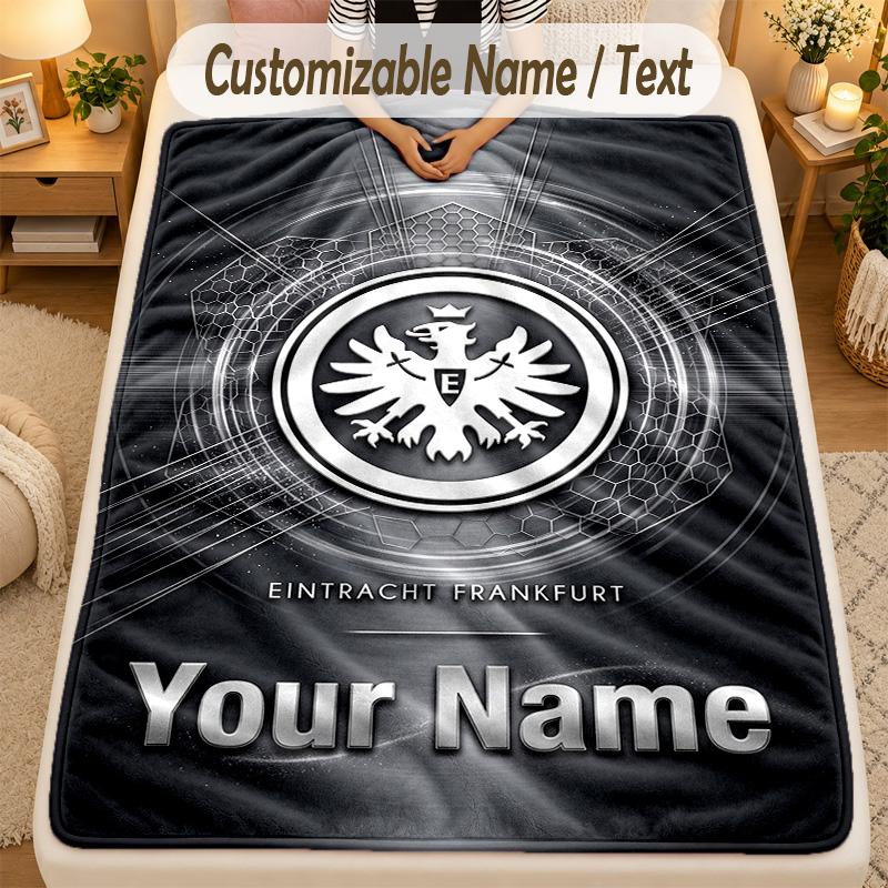Flannel BlanketEintracht Frankfurt Custom Name Text Personalized Soft Warm Throw Blanket Home Decor Gift