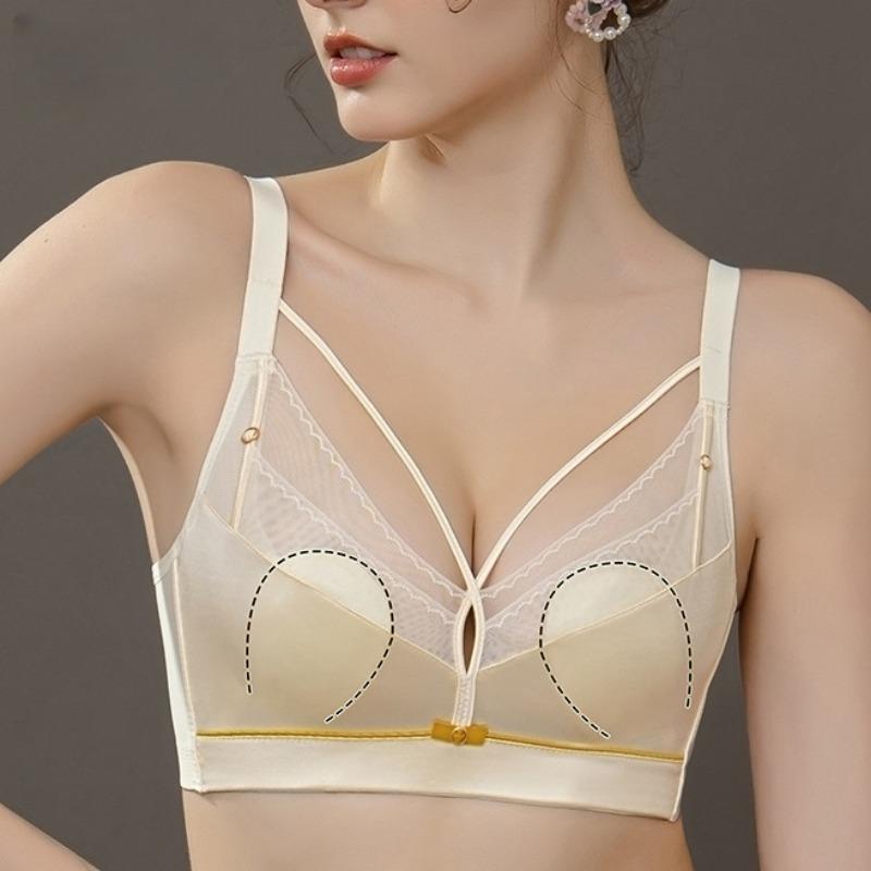 Нова літня атласна ультратонка модна нижня білизна без сталевого кільця М’який і зручний регульований бюстгальтер зі зборами