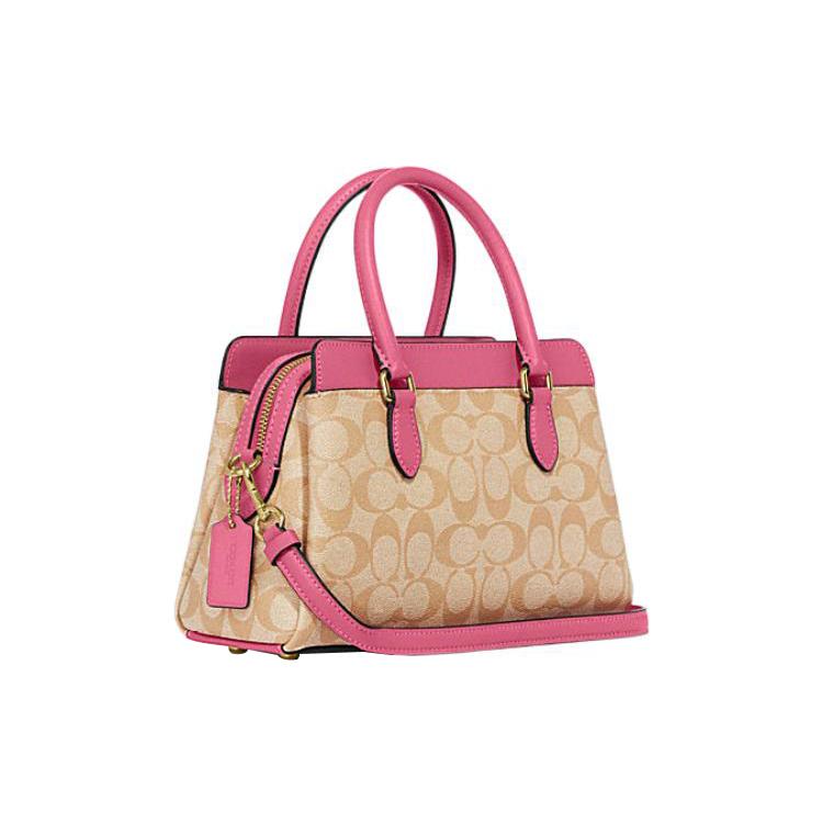 New COACH Darcie Cow Leather Shoulder Bag, Crossbody Bag, Handbag Mini Women's Khaki & Pink CH174-IMVGK