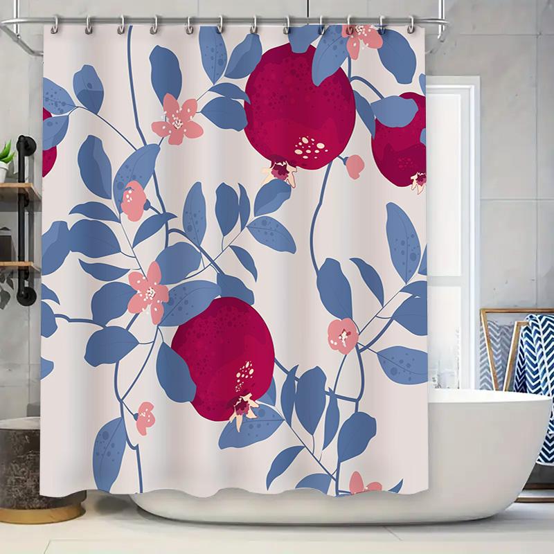 

Vibrant Blueberry Shower Curtain with Pink Blossoms – Bath Decor for Your Home Size 72x84 90x180cm