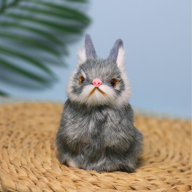 Plush Easter Bunny Figurine: Realistic Rabbit Toy & Home Decoration