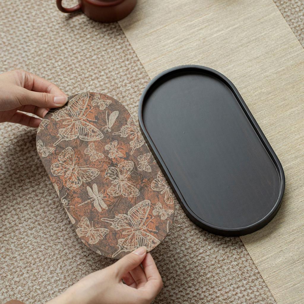 Creative Chinese Tea Tray Retro Water absorption Serving Coffee Trays Gongfu Kung Fu Teacups Holder Household Teaware Tea Table