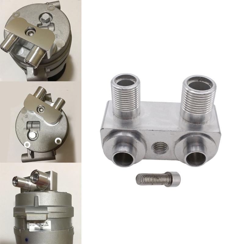 A/C Compressor Adapter Fitting A/C Compressor Fitting Adapter Replacement Aluminum Polished Finish