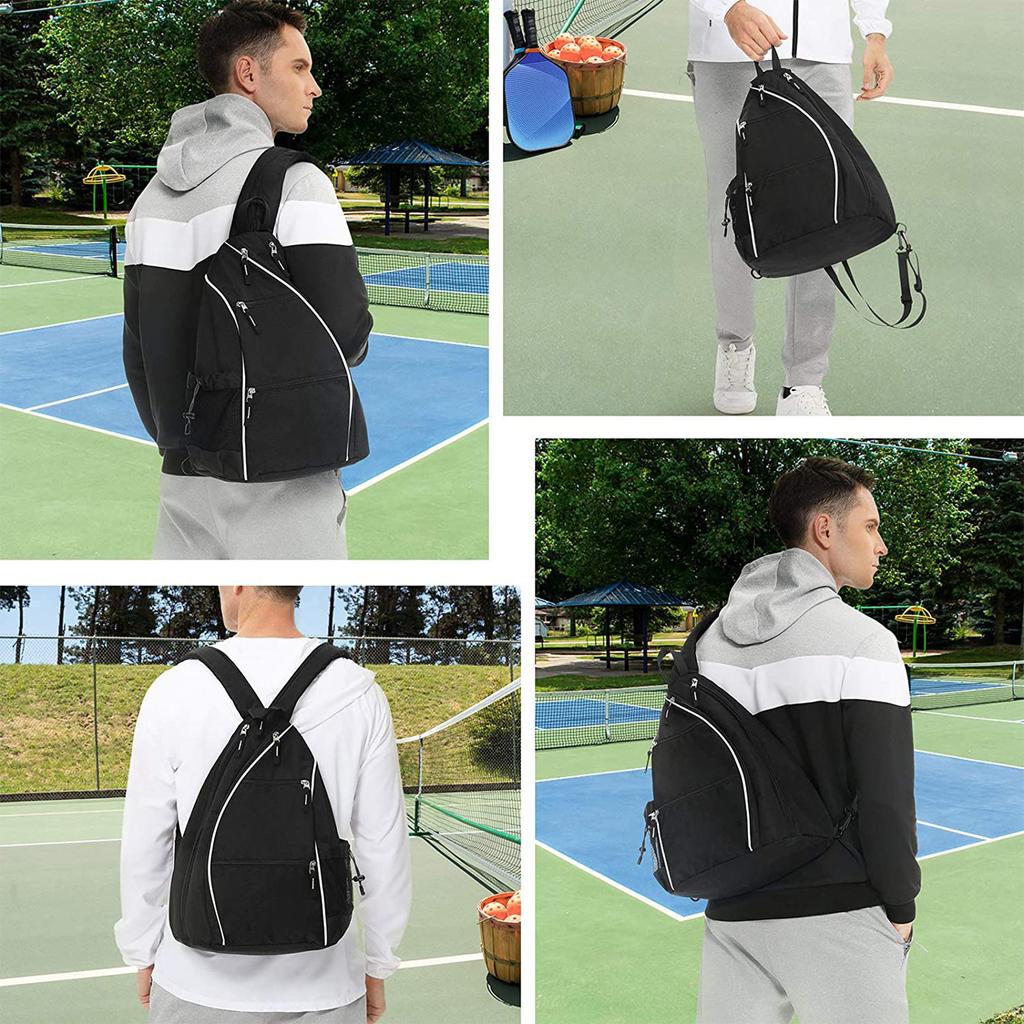 Pickleball Ryggsäck Justerbar Sling Bag Tennis Racket Bag för Pickleball Tennis Badminton