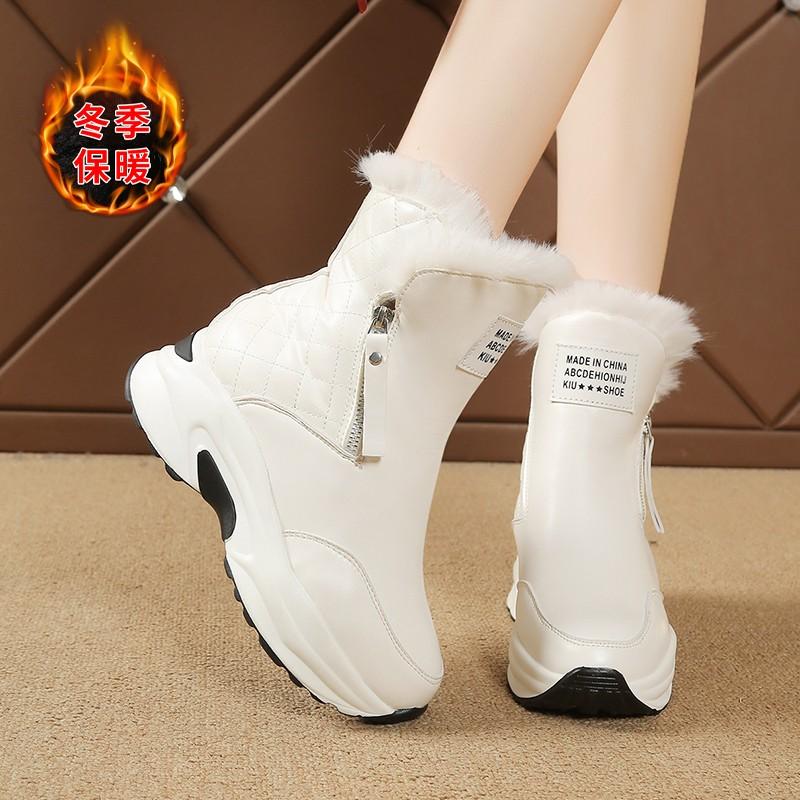 Mode 2025Damen Stiefeletten Warmes Plus Fleece Dicke Sohle Winter Schneestiefel Mode Seitenreißverschluss Keil Outdoor Sneaker Botas Mujer