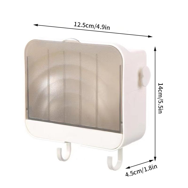 Waterproof Soap Box with Lid Drainage Soap Tray Wall Mounted Soap Holder Storage Rack Hanging Organizer Bathroom Accessories