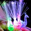 LED Peacock Finger Ring Lights Fiber Optic Lamp Change Color Intelligence Toys for Children Gift