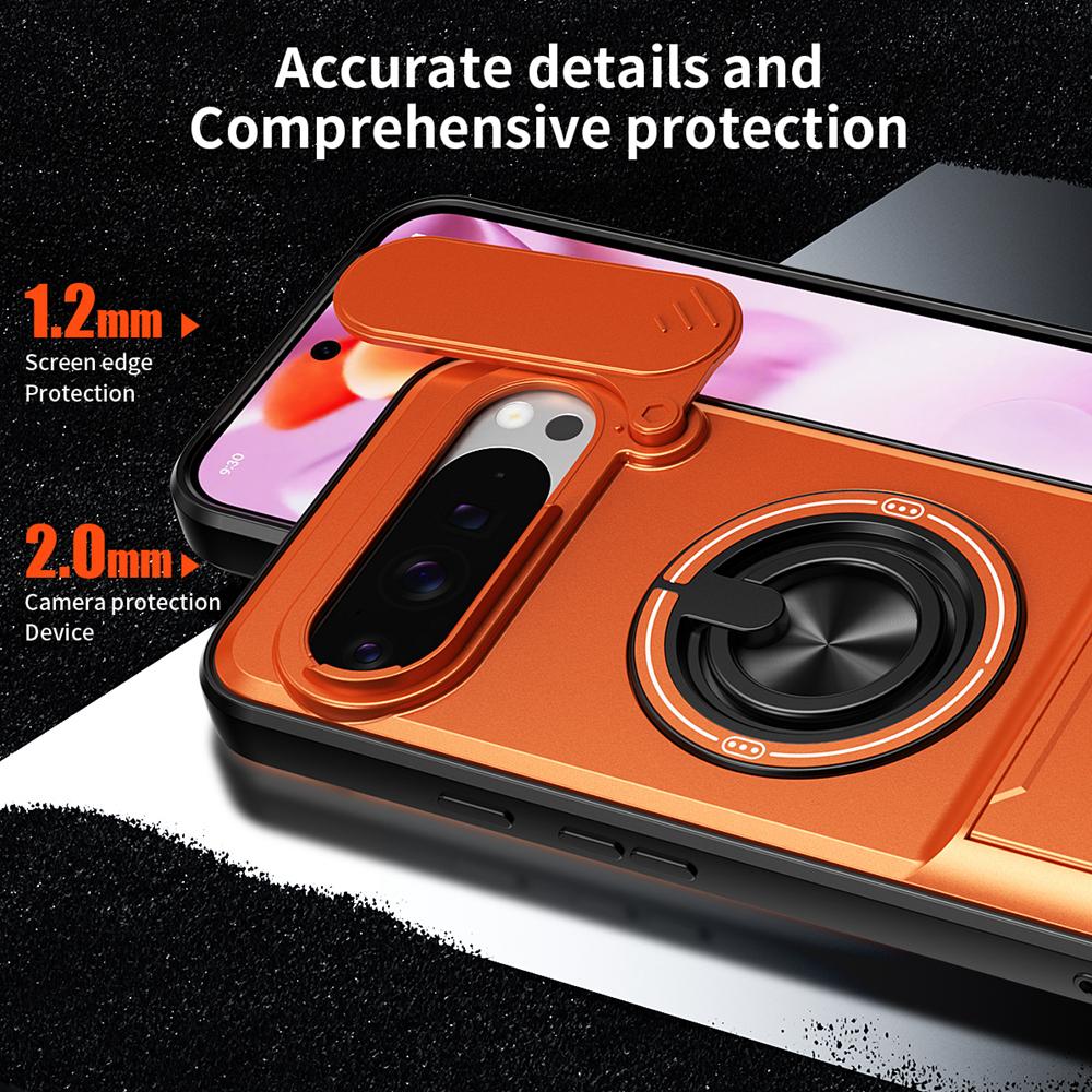 KEYSION Magnetic Phone Case for Google Pixel 9 10 Pro XL 10 9 Pro Slide Camera Protection Upright Stand 360°Ring Shockproof Cover